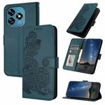 For Oukitel C51 Datura Flower Embossed Flip Leather Phone Case(Dark Green)