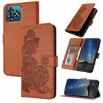 For Oukitel C53 Datura Flower Embossed Flip Leather Phone Case(Brown)