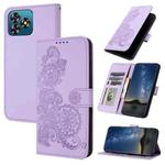 For Oukitel C53 Datura Flower Embossed Flip Leather Phone Case(Purple)