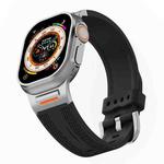 For Apple Watch 46mm / 49mm / 45mm / 44mm Tuobuzhe Woven Texture Silicone Watch Band(Black)