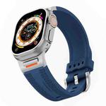 For Apple Watch 46mm / 49mm / 45mm / 44mm Tuobuzhe Woven Texture Silicone Watch Band(Midnight Blue)