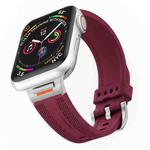 For Apple Watch 42mm / 41mm / 40mm / 38mm Tuobuzhe Woven Texture Silicone Watch Band(Wine Red)