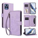 For T-Mobile Revvl 6 / 6X / T Phone 5G Butterfly Love Flower Multi-card Zipper Wallet Leather Phone Case(Light Purple)