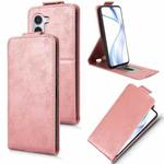 For Fujitsu Arrows Alpha F-51F Magnetic Vertical Flip Leather Phone Case with Buckle(Rose Gold)