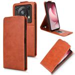 For Oukitel C60 / C60 Pro Magnetic Vertical Flip Leather Phone Case with Buckle(Brown)
