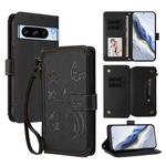 For Google Pixel 8 Pro Butterfly Love Flower Multi-card Zipper Wallet Leather Phone Case(Black)
