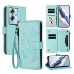 For OnePlus Nord N30 SE 5G Butterfly Love Flower Multi-card Zipper Wallet Leather Phone Case(Mint Green)
