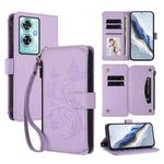 For OnePlus Nord N30 SE 5G Butterfly Love Flower Multi-card Zipper Wallet Leather Phone Case(Light Purple)