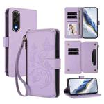 For OnePlus Nord 5 5G / Ace 5 Ultra Butterfly Love Flower Multi-card Zipper Wallet Leather Phone Case(Light Purple)