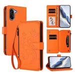 For OnePlus Nord CE5 / Ace 5 Racing Butterfly Love Flower Multi-card Zipper Wallet Leather Phone Case(Orange)
