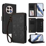 For OnePlus 13R 5G / Ace 5 / 5 Pro Butterfly Love Flower Multi-card Zipper Wallet Leather Phone Case(Black)
