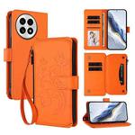 For OnePlus 13 Butterfly Love Flower Multi-card Zipper Wallet Leather Phone Case(Orange)