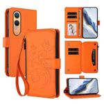 For OnePlus Nord CE4 Lite 5G Butterfly Love Flower Multi-card Zipper Wallet Leather Phone Case(Orange)