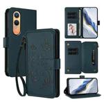 For OnePlus Nord CE4 Lite 5G Butterfly Love Flower Multi-card Zipper Wallet Leather Phone Case(Dark Green)