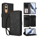 For OnePlus Nord CE4 Lite 5G Butterfly Love Flower Multi-card Zipper Wallet Leather Phone Case(Black)