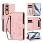 For OnePlus Nord CE4 Lite 5G Butterfly Love Flower Multi-card Zipper Wallet Leather Phone Case(Pink)