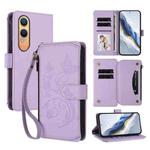For OnePlus Nord CE4 Lite 5G Butterfly Love Flower Multi-card Zipper Wallet Leather Phone Case(Light Purple)