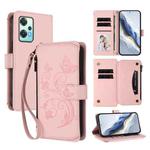 For OnePlus Nord 2 Lite 5G / CE 2 Lite Butterfly Love Flower Multi-card Zipper Wallet Leather Phone Case(Pink)