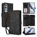 For OnePlus Nord CE4 5G Butterfly Love Flower Multi-card Zipper Wallet Leather Phone Case(Black)