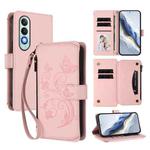For OnePlus Nord CE4 5G Butterfly Love Flower Multi-card Zipper Wallet Leather Phone Case(Pink)