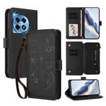 For OnePlus 12R 5G / Ace 3 5G Butterfly Love Flower Multi-card Zipper Wallet Leather Phone Case(Black)