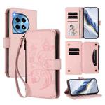 For OnePlus 12R 5G / Ace 3 5G Butterfly Love Flower Multi-card Zipper Wallet Leather Phone Case(Pink)