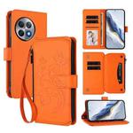 For OnePlus Ace 2 Pro 5G Butterfly Love Flower Multi-card Zipper Wallet Leather Phone Case(Orange)
