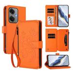 For OnePlus Nord CE3 5G India Butterfly Love Flower Multi-card Zipper Wallet Leather Phone Case(Orange)