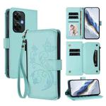 For OnePlus Nord CE 3 Lite 5G / N30 5G Butterfly Love Flower Multi-card Zipper Wallet Leather Phone Case(Mint Green)
