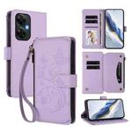 For OnePlus Nord CE 3 Lite 5G / N30 5G Butterfly Love Flower Multi-card Zipper Wallet Leather Phone Case(Light Purple)