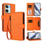For OnePlus Nord 3 / Ace 2V Butterfly Love Flower Multi-card Zipper Wallet Leather Phone Case(Orange)