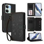 For OnePlus Nord 3 / Ace 2V Butterfly Love Flower Multi-card Zipper Wallet Leather Phone Case(Black)