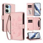 For OnePlus Nord 3 / Ace 2V Butterfly Love Flower Multi-card Zipper Wallet Leather Phone Case(Pink)