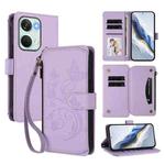 For OnePlus Nord 3 / Ace 2V Butterfly Love Flower Multi-card Zipper Wallet Leather Phone Case(Light Purple)
