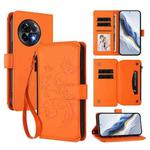 For OnePlus 11R 5G / Ace 2 5G Butterfly Love Flower Multi-card Zipper Wallet Leather Phone Case(Orange)
