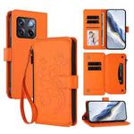 For OnePlus 10T 5G / Ace Pro 5G Butterfly Love Flower Multi-card Zipper Wallet Leather Phone Case(Orange)