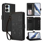 For OnePlus Nord 2T Butterfly Love Flower Multi-card Zipper Wallet Leather Phone Case(Black)
