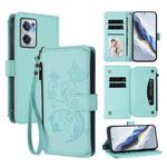 For OnePlus Nord CE2 5G Butterfly Love Flower Multi-card Zipper Wallet Leather Phone Case(Mint Green)