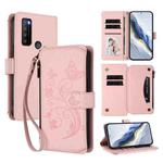 For TCL 30 XL / T701DL Butterfly Love Flower Multi-card Zipper Wallet Leather Phone Case(Pink)