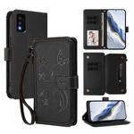 For TCL 30T / T603DL Butterfly Love Flower Multi-card Zipper Wallet Leather Phone Case(Black)
