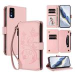 For TCL 30T / T603DL Butterfly Love Flower Multi-card Zipper Wallet Leather Phone Case(Pink)