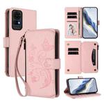 For TCL 50 LE 5G / T510SPP / K23 / K24 Butterfly Love Flower Multi-card Zipper Wallet Leather Phone Case(Pink)