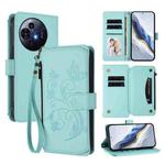 For TCL 50 NxtPaper / 50 Pro NxtPaper 5G Butterfly Love Flower Multi-card Zipper Wallet Leather Phone Case(Mint Green)