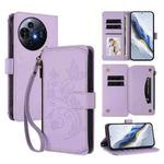 For TCL 50 NxtPaper / 50 Pro NxtPaper 5G Butterfly Love Flower Multi-card Zipper Wallet Leather Phone Case(Light Purple)