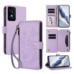 For TCL 50 SE / 40 NxtPaper 4G Butterfly Love Flower Multi-card Zipper Wallet Leather Phone Case(Light Purple)
