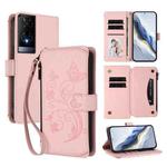 For TCL 50 XE Butterfly Love Flower Multi-card Zipper Wallet Leather Phone Case(Pink)