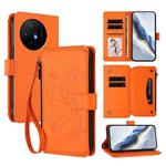 For TCL 50 XL / 50 XL NxtPaper 5G Butterfly Love Flower Multi-card Zipper Wallet Leather Phone Case(Orange)