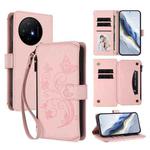 For TCL 50 XL / 50 XL NxtPaper 5G Butterfly Love Flower Multi-card Zipper Wallet Leather Phone Case(Pink)