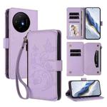 For TCL 50 XL / 50 XL NxtPaper 5G Butterfly Love Flower Multi-card Zipper Wallet Leather Phone Case(Light Purple)