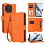 For TCL 60 5G Butterfly Love Flower Multi-card Zipper Wallet Leather Phone Case(Orange)